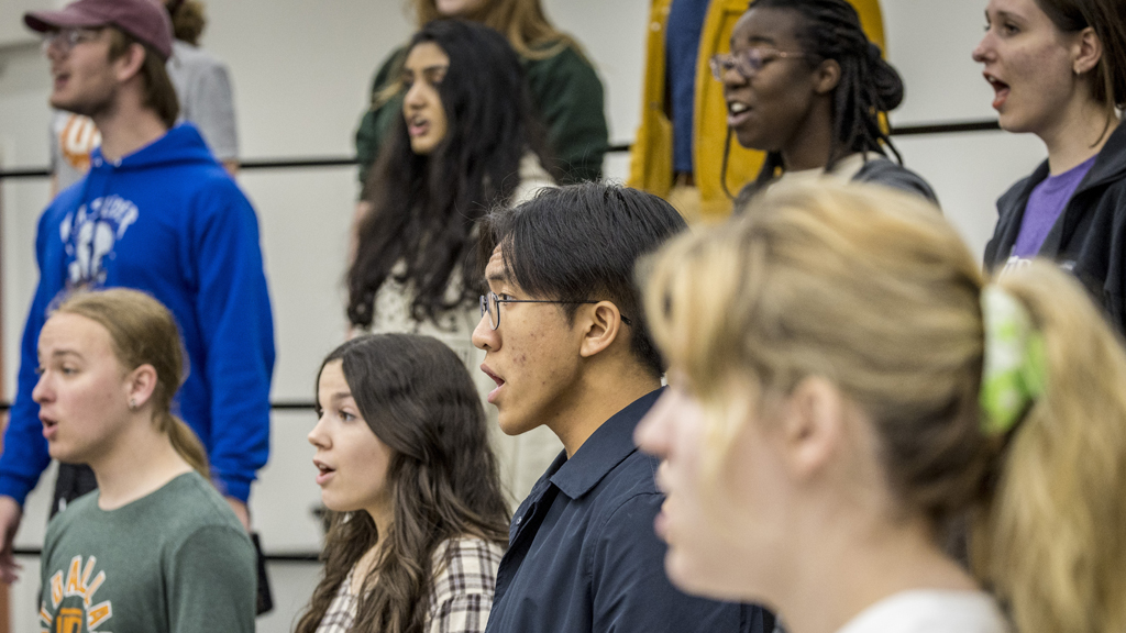 Choir student singing