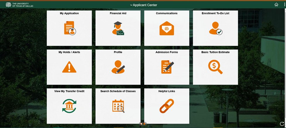 Applicant Center home page