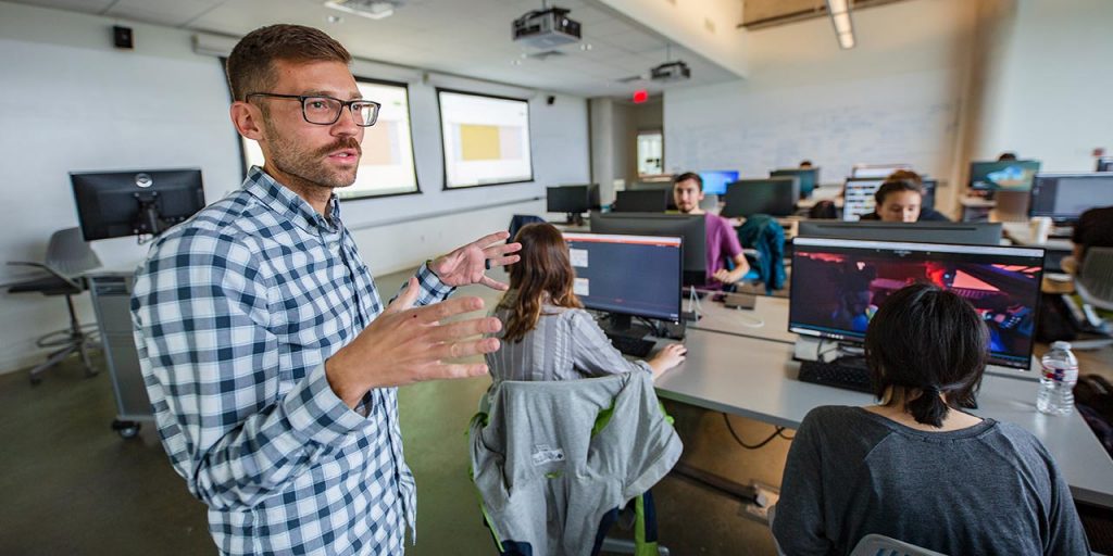 A faculty member teaching in an ATEC classroom