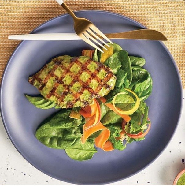 Grilled chicken and salad on a plate