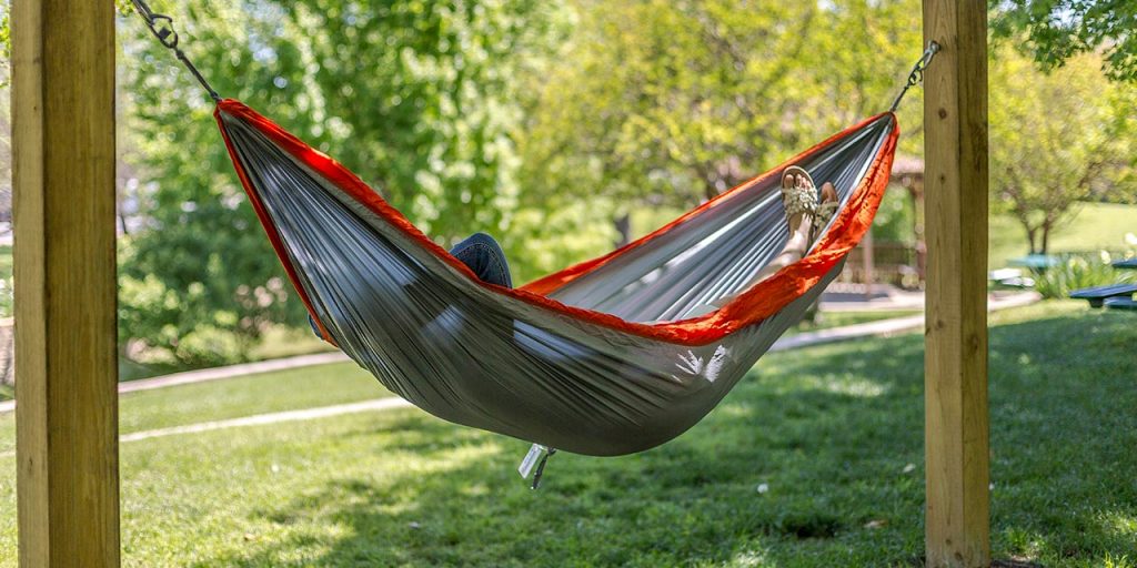 student on a hammock