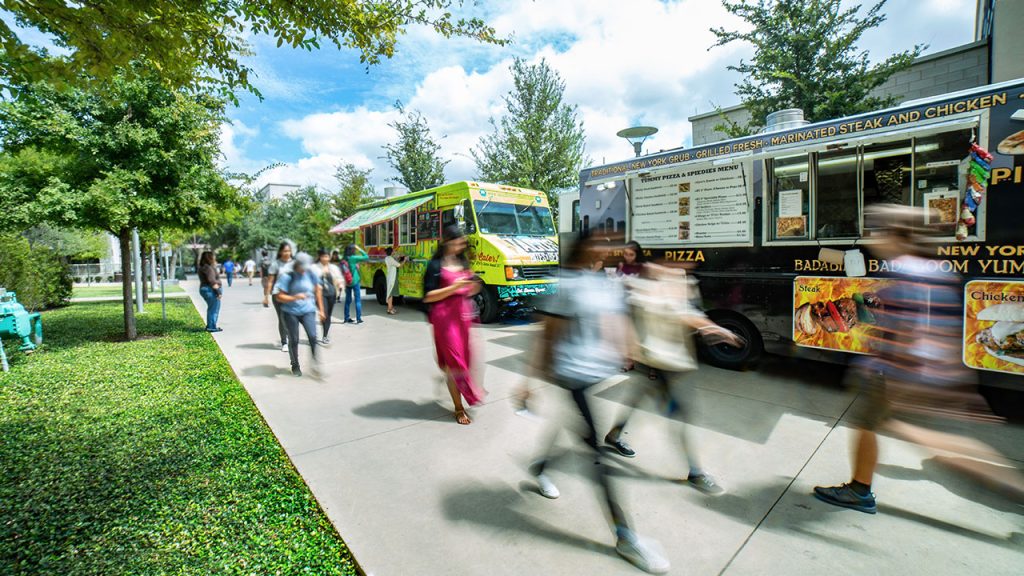 students walking outdoors