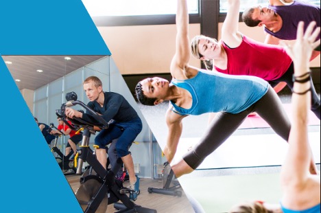 A collage of people exercising