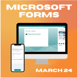 Microsoft Forms displayed on a desktop computer and cellphone. 