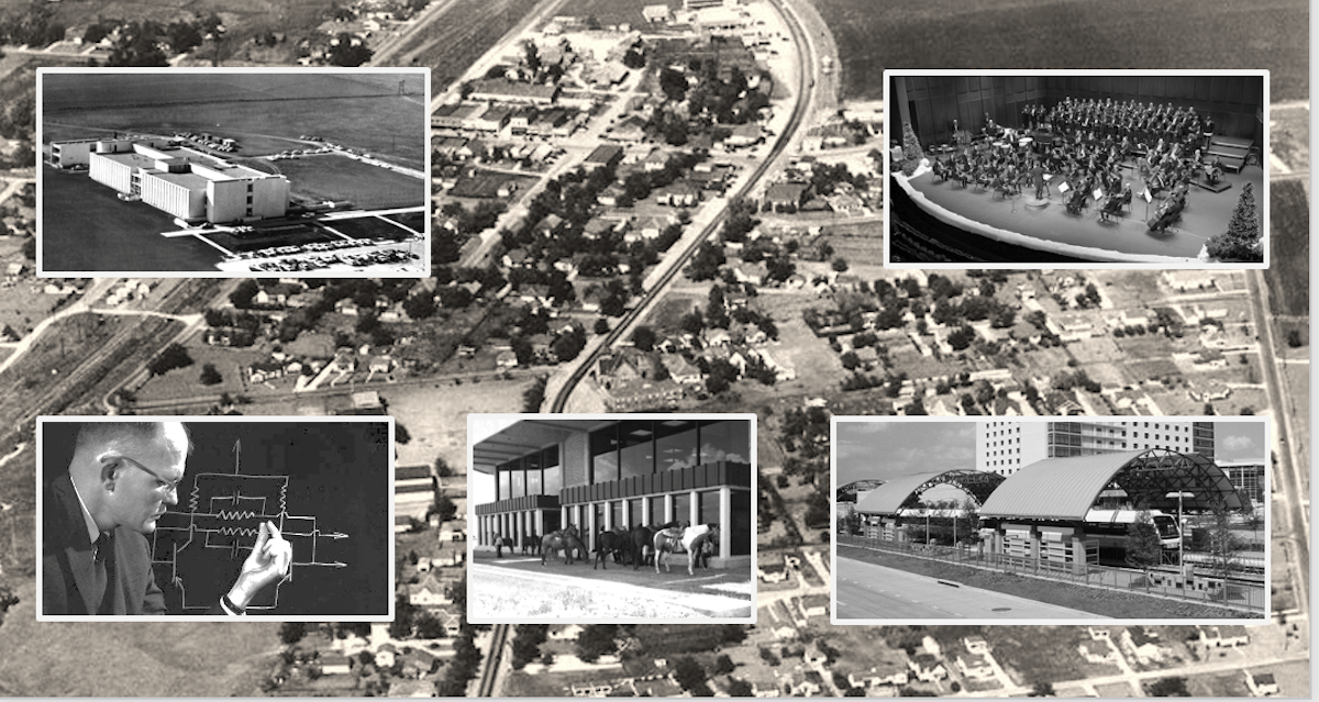 Collage of black-and-white photos showing Richardson